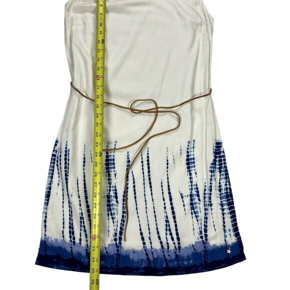 Tommy Hilfiger Denim Dress Women XS White Blue Tie Dye Belted Summer Beach Vacay - Picture 16 of 16